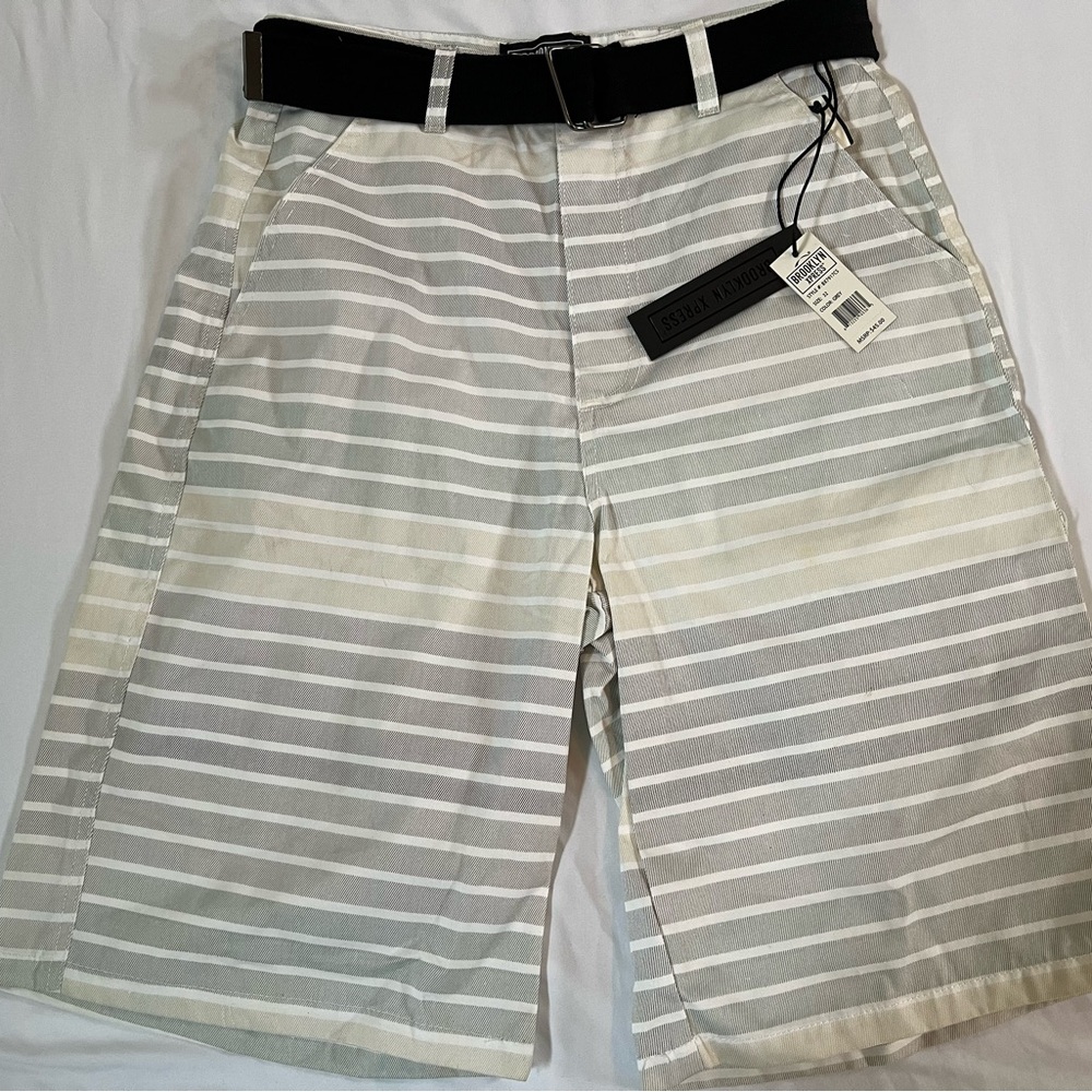 🔥BROOKLYN EXPRESS MEN'S SHORTS WITH BELT #BX7917CS SIZE 32 COLOR GREY NWT $45